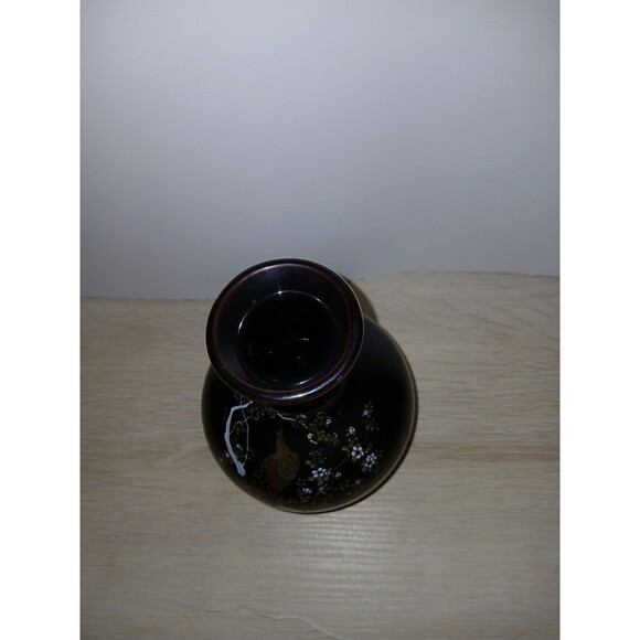 OMC Vase Japan Handpainted Peacocks with Gold Rim 6×4 Diameter 5×14 Vintage - Picture 2 of 14